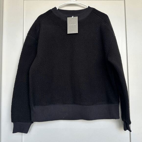 NWT Everlane Womens Black The ReNew Fleece Oversized Crew Sweatshirt Size XS - Picture 4 of 6